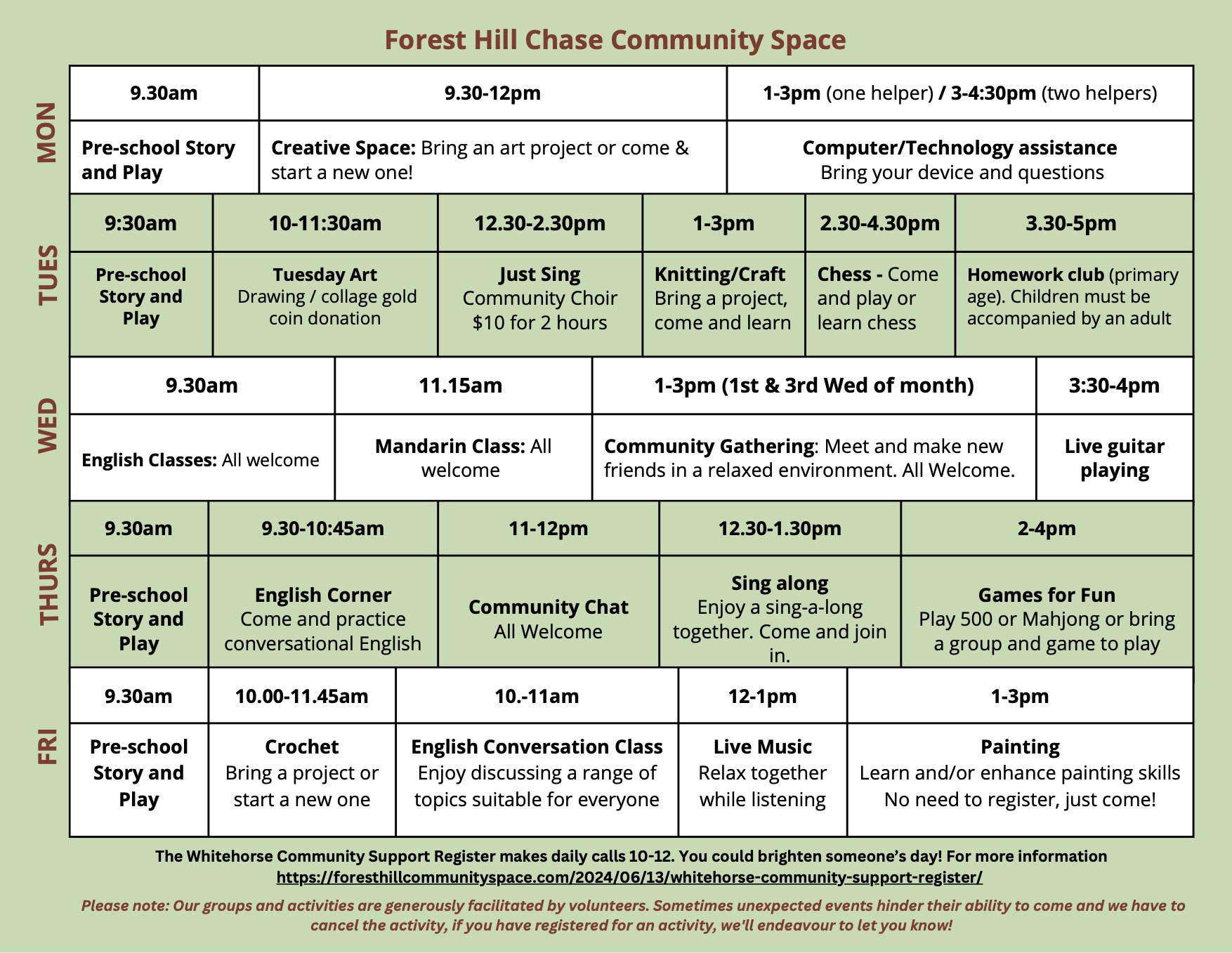 2025 FHCCS Timetable September